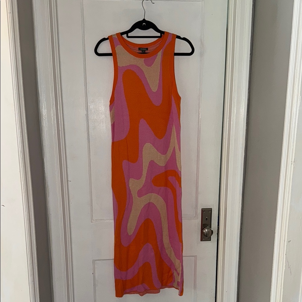 Wild Fable Orange and Pink Sheath Midi Dress
